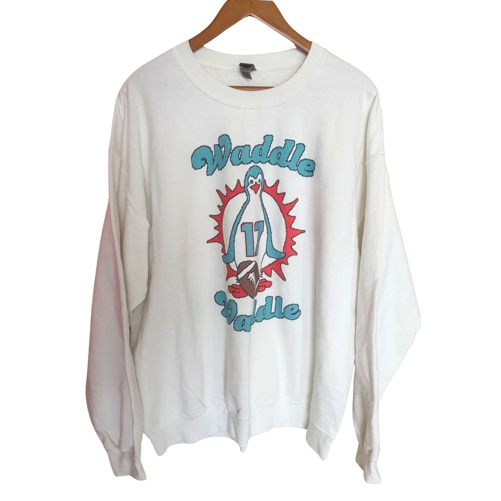 Barstool Sports Jaylen Waddle Waddle Waddle Sweatshirt White XL Miami Dolphins